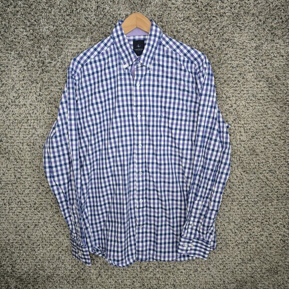 Tailorbyrd Shirt Mens Large Blue Check Button Down Long Sleeve Pocket Casual - Picture 1 of 7